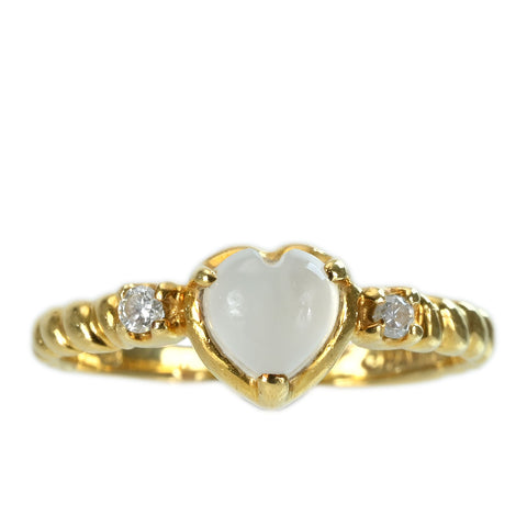 【中古】Charite（シャリテ） K18YG ムーンストーンリング D0.04ct 2.2g #9