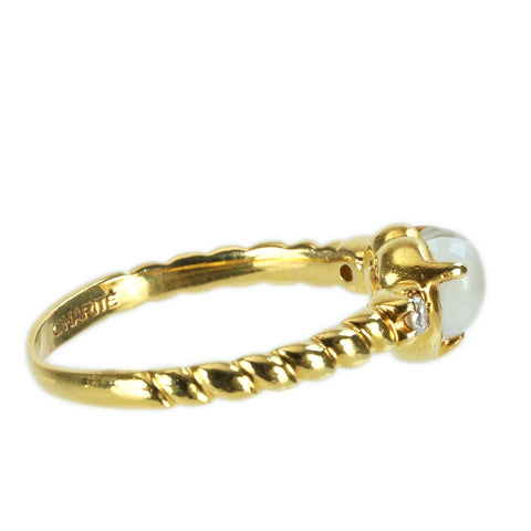 [Pre-owned] Charite K18YG Moonstone Ring D0.04ct 2.2g #9 