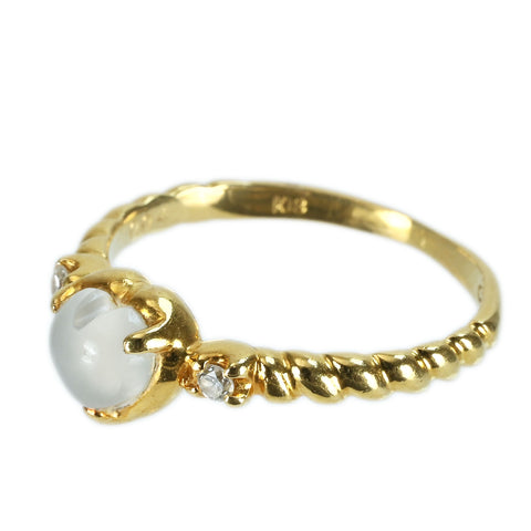 [Pre-owned] Charite K18YG Moonstone Ring D0.04ct 2.2g #9 