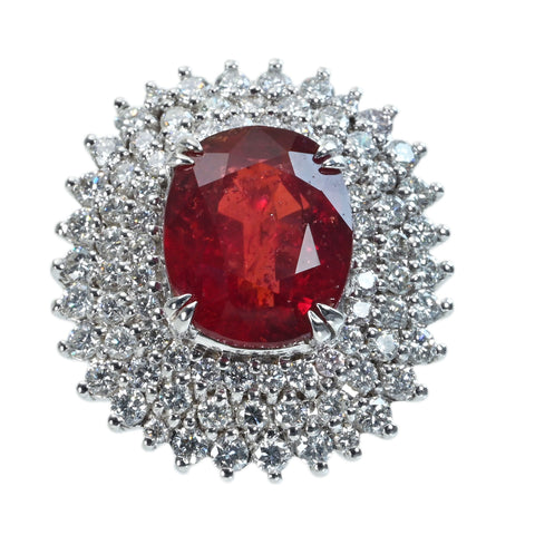 【中古】K18WG RUBYルビーリング R10.05ct D2.23ct 14.4g #13.5