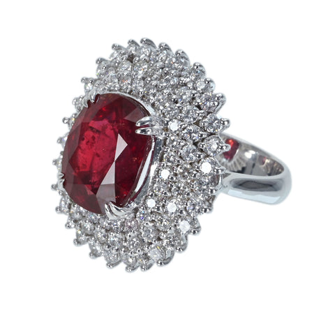 【中古】K18WG RUBYルビーリング R10.05ct D2.23ct 14.4g #13.5