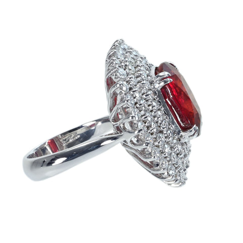 【中古】K18WG RUBYルビーリング R10.05ct D2.23ct 14.4g #13.5