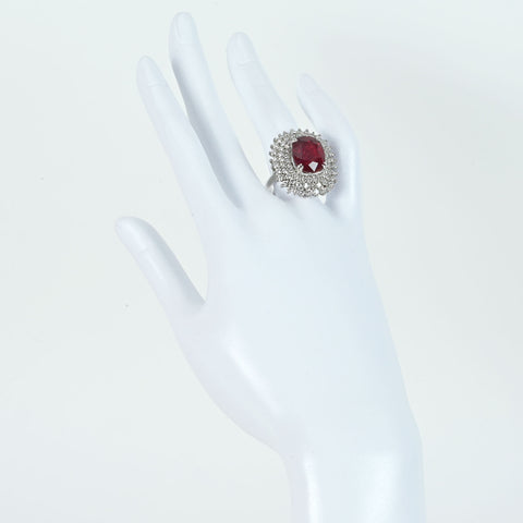 【中古】K18WG RUBYルビーリング R10.05ct D2.23ct 14.4g #13.5