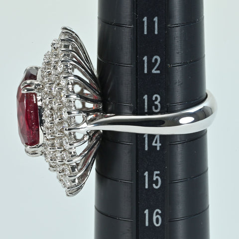 【中古】K18WG RUBYルビーリング R10.05ct D2.23ct 14.4g #13.5