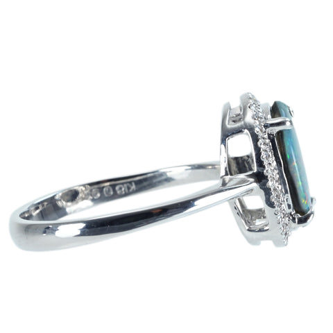 【中古】K18WG OPAL RING オパールリング OP0.93ct D0.12ct 3.4g #13.5