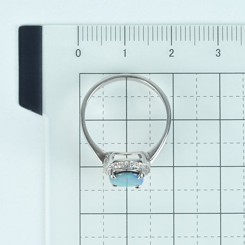 【中古】K18WG OPAL RING オパールリング OP0.93ct D0.12ct 3.4g #13.5