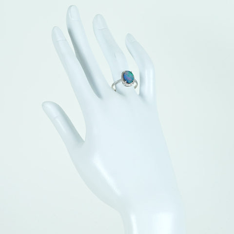 【中古】K18WG OPAL RING オパールリング OP0.93ct D0.12ct 3.4g #13.5