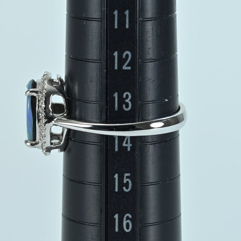 【中古】K18WG OPAL RING オパールリング OP0.93ct D0.12ct 3.4g #13.5