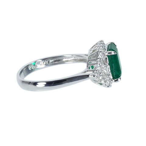 【中古】K18WG EMERALD RINGエメラルドリング E1.83ct D0.52ct 3.7g #14