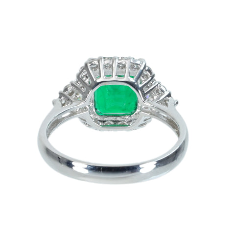 【中古】K18WG EMERALD RINGエメラルドリング E1.83ct D0.52ct 3.7g #14