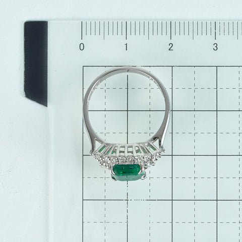【中古】K18WG EMERALD RINGエメラルドリング E1.83ct D0.52ct 3.7g #14