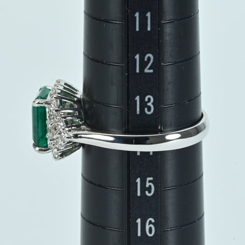 【中古】K18WG EMERALD RINGエメラルドリング E1.83ct D0.52ct 3.7g #14
