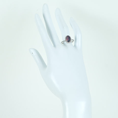 【中古】K18WG BLACK OPAL ブラックオパールリング BO1.211ct D0.31ct 4.1g #13.5