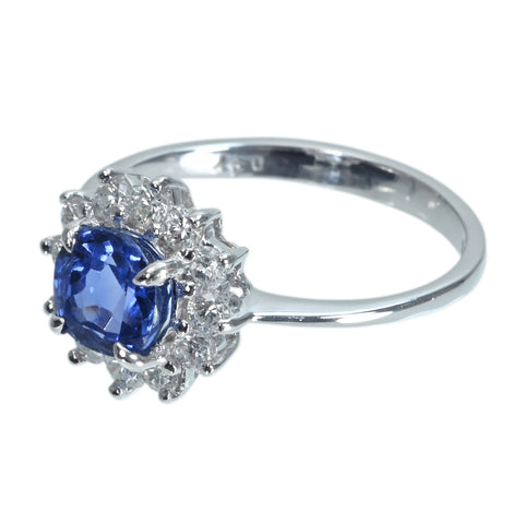 【中古】K18WG SAPPHIRE サファイアリング S1.55ct D0.47ct 3.1g #13.5