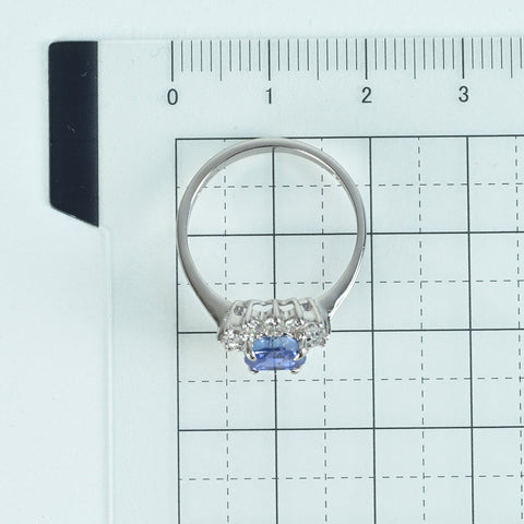 【中古】K18WG SAPPHIRE サファイアリング S1.55ct D0.47ct 3.1g #13.5