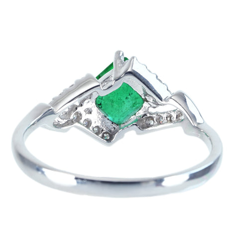 【中古】K18WG EMERALD エメラルドリング E0.921ct D0.15ct 2.5g #13