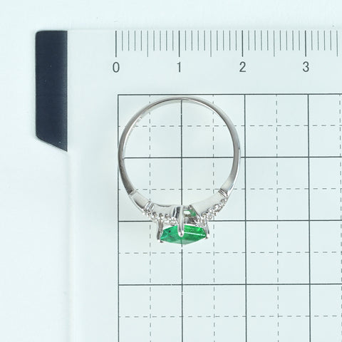 【中古】K18WG EMERALD エメラルドリング E0.921ct D0.15ct 2.5g #13