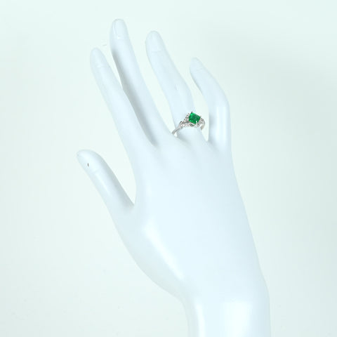 【中古】K18WG EMERALD エメラルドリング E0.921ct D0.15ct 2.5g #13