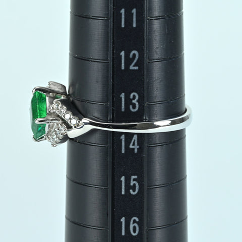 【中古】K18WG EMERALD エメラルドリング E0.921ct D0.15ct 2.5g #13