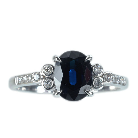 【中古】K18WG SAPPHIRE サファイアリング S1.88ct D0.17ct 2.8g #13.5