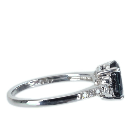 【中古】K18WG SAPPHIRE サファイアリング S1.88ct D0.17ct 2.8g #13.5