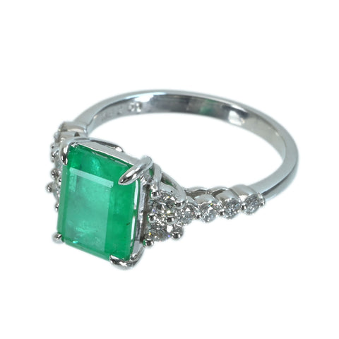 【中古】 K18WG EMERALDエメラルドリング E2.50ct D0.44ct 4.3g #13.5