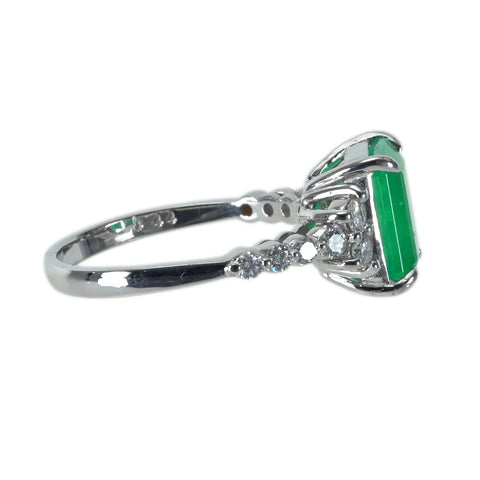 【中古】 K18WG EMERALDエメラルドリング E2.50ct D0.44ct 4.3g #13.5