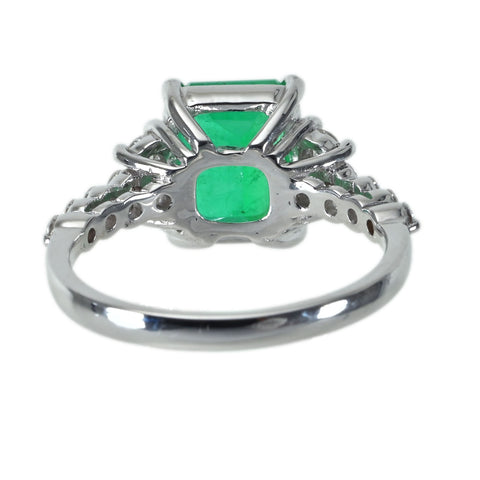 【中古】 K18WG EMERALDエメラルドリング E2.50ct D0.44ct 4.3g #13.5