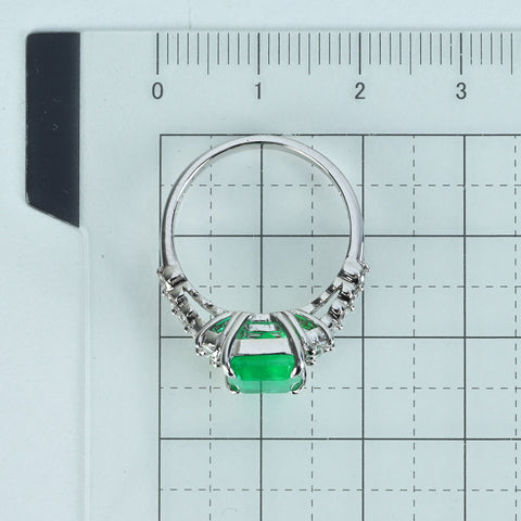 【中古】 K18WG EMERALDエメラルドリング E2.50ct D0.44ct 4.3g #13.5