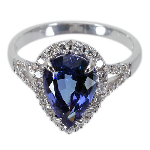 【中古】K18WG TANZANITE タンザナイトリング T2.89ct D0.44ct 3.8g #13