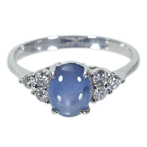 【中古】K18WG STAR SAPPHIRE スターサファイアリング SS2.20ct D0.30ct 2.9g #13.5