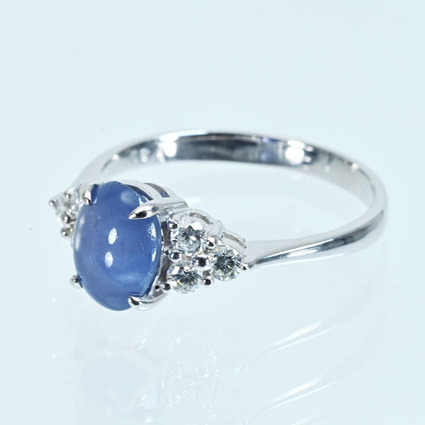 【中古】K18WG STAR SAPPHIRE スターサファイアリング SS2.20ct D0.30ct 2.9g #13.5