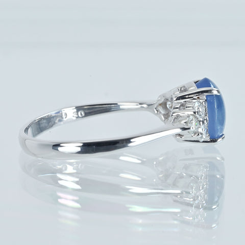 【中古】K18WG STAR SAPPHIRE スターサファイアリング SS2.20ct D0.30ct 2.9g #13.5