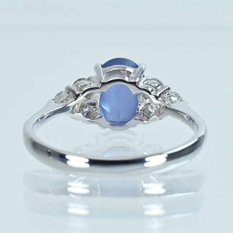 【中古】K18WG STAR SAPPHIRE スターサファイアリング SS2.20ct D0.30ct 2.9g #13.5