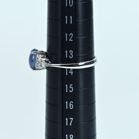 【中古】K18WG STAR SAPPHIRE スターサファイアリング SS2.20ct D0.30ct 2.9g #13.5