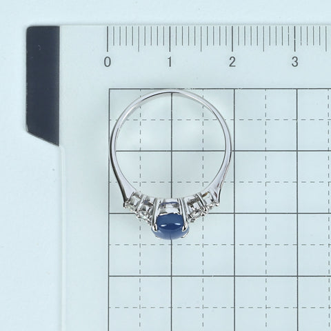 【中古】K18WG STAR SAPPHIRE スターサファイアリング SS2.20ct D0.30ct 2.9g #13.5