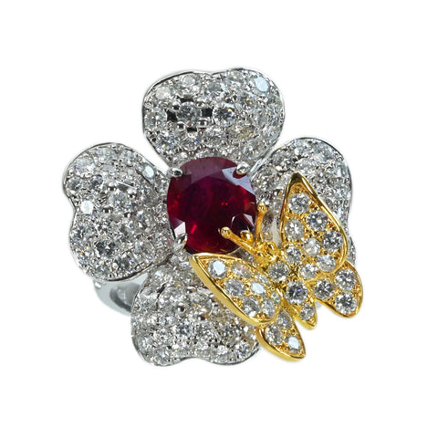 【中古】K18WG RUBY RING ビルマ産非加熱ルビーリング R2.04ct D3.52ct GRS"ピジョンブラッド"鑑別書 11.3g #11