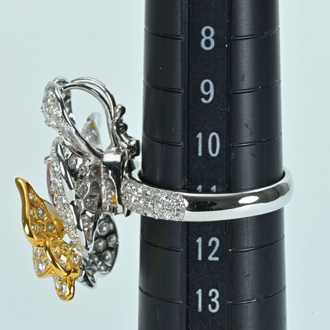 Pre-owned 18K White Gold Ruby Ring, Unheated Burmese Ruby, 2.04ct R, 3.52ct D, GRS "Pigeon Blood" with Certificate of Authenticity, 11.3g, #11 