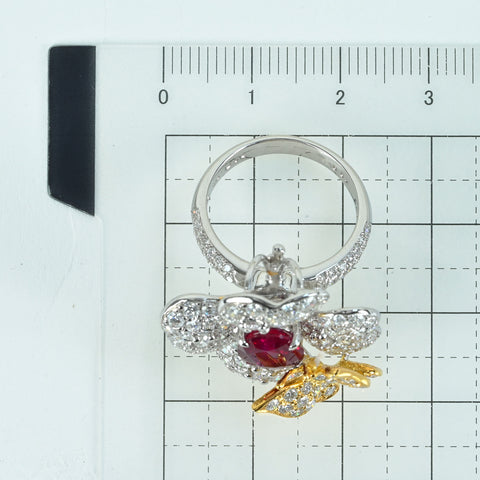 Pre-owned 18K White Gold Ruby Ring, Unheated Burmese Ruby, 2.04ct R, 3.52ct D, GRS "Pigeon Blood" with Certificate of Authenticity, 11.3g, #11 