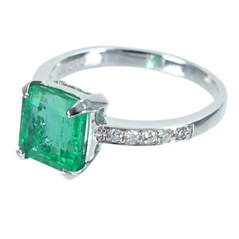[Used] K18WG Emerald Ring E2.28ct D0.14ct 3.2g #13 