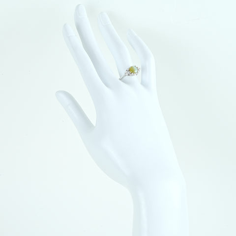 【中古】K18WG CATS EYE クリソベリルキャッツアイリング CE1.93ct D0.52ct 3.3g #13.5