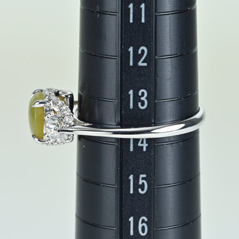 【中古】K18WG CATS EYE クリソベリルキャッツアイリング CE1.93ct D0.52ct 3.3g #13.5