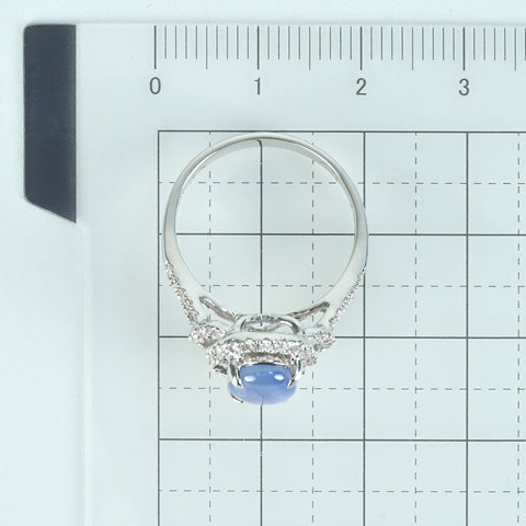 【中古】K18WG STAR SAPPHIRE RING スターサファイアリング SS2.58ct D0.49ct 5.0g #13.5