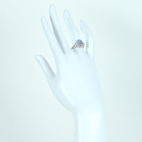 【中古】K18WG STAR SAPPHIRE RING スターサファイアリング SS2.58ct D0.49ct 5.0g #13.5