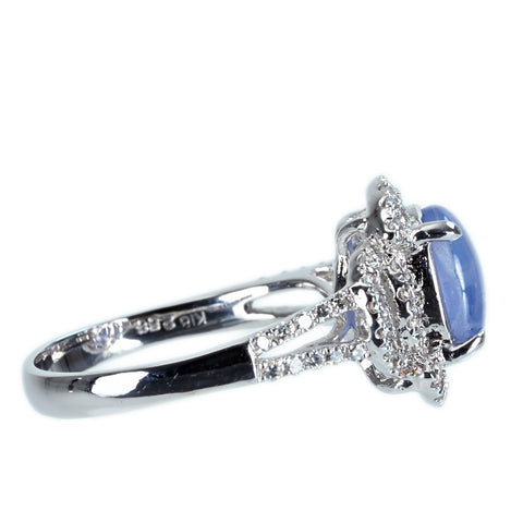 【中古】K18WG STAR SAPPHIRE RING スターサファイアリング SS2.58ct D0.49ct 5.0g #13.5