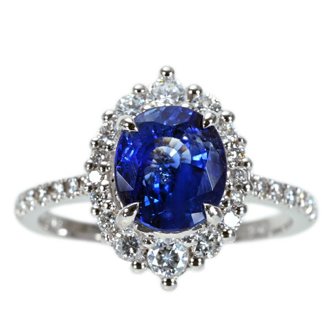 【中古】K18WG SAPPHIRE サファイアリング S2.45ct D0.62ct 4.7g #13.5