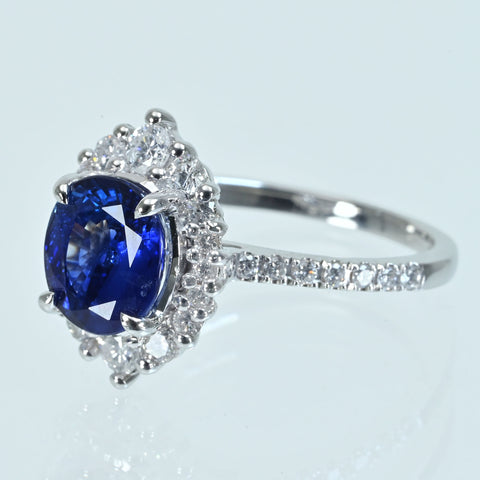 【中古】K18WG SAPPHIRE サファイアリング S2.45ct D0.62ct 4.7g #13.5