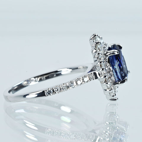 【中古】K18WG SAPPHIRE サファイアリング S2.45ct D0.62ct 4.7g #13.5