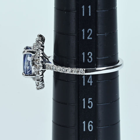 【中古】K18WG SAPPHIRE サファイアリング S2.45ct D0.62ct 4.7g #13.5