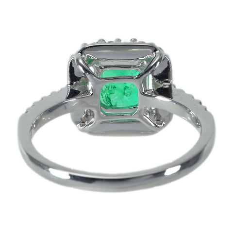 【中古】K18WG EMERALDエメラルドリング E1.00ct D0.38ct 3.6g #13